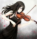  bad_id bad_pixiv_id beifeng_han black_hair bow_(instrument) hair_between_eyes instrument long_hair miyaura_sanshio original petals purple_eyes smile solo violin 