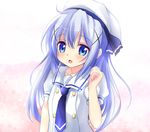  blue_eyes blue_hair chestnut_mouth dress gochuumon_wa_usagi_desu_ka? hair_ornament hairclip hat kafuu_chino kafuu_chino's_school_uniform long_hair open_mouth school_uniform shaian solo upper_body 