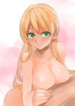  bad_id bad_pixiv_id blonde_hair breasts cleavage earrings green_eyes gundam gundam_tekketsu_no_orphans heart heart_earrings jewelry lafter_frankland large_breasts long_hair looking_at_viewer nude smile solo_focus twintails yostxxx 