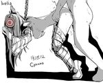  1girl bdsm bondage bound breasts chain cyrano greyscale hetero highres irelia league_of_legends long_hair medium_breasts monochrome out_of_frame sex solo_focus 