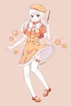  blue_eyes blush cookie_run cream_puff_cookie diten full_body hat long_hair personification simple_background skirt solo thighhighs white_legwear 
