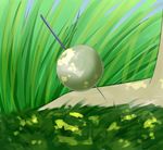  dango dior-zi falling food grass highres out_of_frame ringo_(touhou) single_hand skewer touhou wagashi 