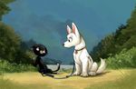  animated_feature black_fur bolt bolt_(film) brown_eyes byron_howard canine cat character_from_animated_feature collar cute disney dog feline female feral fur german_shepherd kitchiki male mammal mittens white_fur white_german_shepherd white_shepherd 