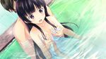  1girl black_hair breast_grab breasts brown_eyes game_cg grabbing habane_kotori hetero kono_oozora_ni_tsubasa_wo_hirogete long_hair minase_aoi mixed_bathing naked_towel nipples open_mouth sitting sitting_on_person small_breasts towel water yashima_takahiro 