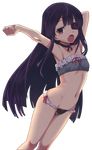  armpits black_hair bra eyepatch frilled_bra frilled_panties frills highres long_hair mirai_(senran_kagura) nagashii_kouhei navel non-web_source open_mouth panties red_eyes scan scan_artifacts senran_kagura senran_kagura_shinovi_versus solo stomach transparent_background underwear underwear_only 