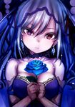  bad_id bad_pixiv_id breasts drill_hair highres idolmaster idolmaster_cinderella_girls kanzaki_ranko long_hair medium_breasts red_eyes silver_hair smile solo twin_drills twintails veil yummy_yoi 