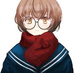  bad_id bad_pixiv_id brown_hair commentary_request days_(milktea0778) glasses male_focus original scarf simple_background solo tareme yellow_eyes 