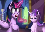  2015 duo equine exelzior-maximus female feral friendship_is_magic horn mammal my_little_pony shocked smile smug starlight_glimmer_(mlp) twilight_sparkle_(mlp) unicorn winged_unicorn wings 