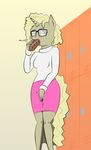  aged_down americananomaly_(artist) anthro blonde_hair blush breasts butt clothing equine fan_character female fur hair horn horse mammal my_little_pony pony sauer_kraut_(character) solo unicorn young 