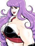  armor bikini_armor breasts indivisible kaigetsudo large_breasts lips long_hair muscle muscular_female phoebe_(indivisible) purple_hair red_eyes smile solo upper_body 