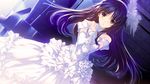  black_hair blue_eyes breasts dress elbow_gloves game_cg gloves good_end hair_ornament hairband long_hair looking_at_viewer nakamura_takeshi small_breasts solo touma_kazusa white_album_2 white_dress 