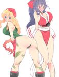  asama_tomo ass bad_id bad_pixiv_id bent_over beret blonde_hair blue_eyes blush braid breast_hold breasts cammy_white cammy_white_(cosplay) cosplay cowboy_shot elbow_gloves embarrassed fingerless_gloves full-face_blush gloves green_eyes green_leotard groin hair_ribbon hat heterochromia highleg highleg_leotard hjm huge_breasts kyoukaisenjou_no_horizon large_breasts leotard long_hair looking_back mary_stuart multiple_girls pelvic_curtain ponytail red_eyes revealing_clothes ribbon sash shiranui_mai shiranui_mai_(cosplay) sidelocks single_braid street_fighter the_king_of_fighters thong_leotard unaligned_breasts 