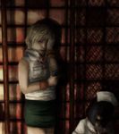  artist_request black_hair blonde_hair blood bob_cut breasts heather_mason lowres multiple_girls nurse nurse_(silent_hill) short_hair silent_hill silent_hill_3 