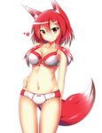  animal_ears bra breasts fox_ears fox_tail heart highres long_hair medium_breasts original panties red_hair shachoo. simple_background smile solo tail underwear underwear_only white_background 