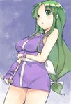  artist_request blush breasts dagger ganbare_goemon green_eyes green_hair japanese_clothes kimono long_hair medium_breasts ninja open_mouth panties short_kimono sleeveless sleeveless_kimono solo underwear very_long_hair weapon yae_(ganbare_goemon) 