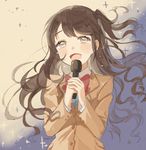  :d artist_name bad_id bad_pixiv_id brown_eyes brown_hair crying crying_with_eyes_open holding holding_microphone idolmaster idolmaster_cinderella_girls long_hair marin_(myuy_3) microphone music one_side_up open_mouth s(mile)ing! school_uniform shimamura_uzuki singing smile solo tears 