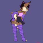  2018 anthro anus arm_warmers armwear backsack balls butt clothed clothing crossdressing cum cum_drip digital_media_(artwork) dripping erection feline fur girly hair keishinkae legwear looking_at_viewer looking_back lynx male mammal penis presenting simple_background skirt smile smirk solo spreading standing stockings thigh_highs wakeful 