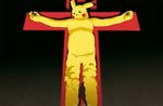  cross crucifixion end_of_evangelion gen_1_pokemon lilith_(evangelion) looking_up miniboy moiaaron neon_genesis_evangelion parody pikachu pokemon pokemon_(creature) size_difference 