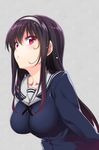  absurdres akino_sora black_hair blush breasts hairband highres kasumigaoka_utaha large_breasts long_hair looking_at_viewer open_mouth red_eyes saenai_heroine_no_sodatekata school_uniform sketch solo 