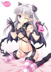  :p ;p ankh artificial_vagina bare_shoulders belt black_gloves black_panties breasts demon_girl demon_tail demon_wings gloves hair_ornament heart keyhole long_hair looking_at_viewer naruse_maria navel one_eye_closed panties pointy_ears purple_eyes shinmai_maou_no_testament silver_hair sitting small_breasts smile solo soukai_(lemonmaiden) tail thighhighs tongue tongue_out underwear wings 