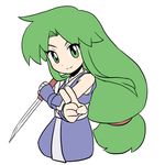  blush_stickers ganbare_goemon green_eyes green_hair knife muu_(mumumer) ninja ponytail short_sword sidelocks smile solo sword weapon white_background yae_(ganbare_goemon) 