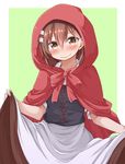  blush brown_eyes brown_hair cosplay grimm's_fairy_tales hood little_red_riding_hood little_red_riding_hood_(grimm) little_red_riding_hood_(grimm)_(cosplay) misaka_mikoto mukunoki_nanatsu short_hair solo to_aru_kagaku_no_railgun to_aru_majutsu_no_index 