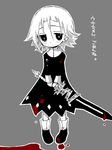  androgynous blood crona_(soul_eater) dress full_body looking_at_viewer ragnarok_(demon_sword) sakurazawa_izumi short_hair soul_eater sword tears weapon younger 