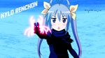  ahoge blush cosplay crab crossover energy_sword highres kylo_ren kylo_ren_(cosplay) lightsaber long_hair mask mask_removed miyauchi_renge non-web_source non_non_biyori outdoors pun quakeulf_(artist) science_fiction snow solo spoilers star_wars star_wars:_the_force_awakens starkiller_base sword weapon winter 