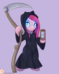  2015 alasou clothing death_(personification) earth_pony equine female feral friendship_is_magic horse looking_at_viewer mammal melee_weapon my_little_pony pinkamena_(mlp) pinkie_pie_(mlp) pony robe scythe solo weapon 