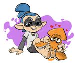  &lt;3 5_toes barefoot blush cephalopod clothing duo foot_fetish foot_focus humanoid humanoid_feet inkling kuroi_wolf male marine mask nintendo plantigrade pointy_ears sitting soles splatoon squid toes video_games 