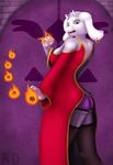  2015 angry anthro boss_monster caprine clothed clothing door dr_zombie ear_piercing female fireballs horn legwear long_ears looking_at_viewer mammal panties piercing solo stockings toriel undertale underwear video_games yellow_eyes 