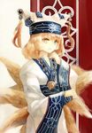  ainu_clothes alternate_costume bad_id bad_pixiv_id blonde_hair duplicate embellished_costume faux_traditional_media hat hat_ornament jewelry keiko_(mitakarawa) kitsune long_sleeves multiple_tails necklace pillow_hat short_hair solo tail tassel touhou wide_sleeves yakumo_ran yellow_eyes 
