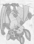  anthro balls bat branch buckteeth cub cute_fangs duo front_view greyscale grope handjob hanging lagomorph long_tail male male/male mammal mizzyam monochrome nude pencil_(artwork) penis rabbit sheath spotted_bunny tapering_penis teeth traditional_media_(artwork) unnamed_bat_(mizzyam) upside_down young 