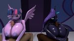  3d_(artwork) areola big_breasts breasts cgi digital_media_(artwork) equine erection female friendship_is_magic horn huge_breasts human male mammal my_little_pony nightmare_rarity_(idw) nipples penis sex titfuck twilight_sparkle_(mlp) unicorn winged_unicorn wings xvvajra 