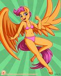  2015 aged_up anthro anthrofied bra clothing edit equine feathered_wings feathers female friendship_is_magic hair hooves mammal my_little_pony navel open_mouth panties pegasus purple_eyes purple_hair scootaloo_(mlp) smile solo sorcerushorserus underwear wings 