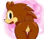  2015 animal_crossing anthro anus bent_over blush brown_fur butt female fur hearlesssoul hedgehog looking_at_viewer looking_back mammal nine-tastic nintendo nude open_mouth presenting presenting_hindquarters presenting_pussy pussy quills raised_tail sable_able simple_background solo thigh_gap tongue video_games 