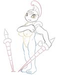  anthro areola armor arthropod breasts erect_nipples escavalier fangs female grey_eyes helmet insect insectoid looking_at_viewer melee_weapon navel nintendo nipples nude pok&eacute;mon polearm posexe pussy simple_background smile solo spear teeth video_games weapon white_background 