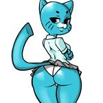  anthro blue_fur butt cat clothed clothing feline female fur hk100 mammal mature_female mother nicole_watterson panties parent skirt solo the_amazing_world_of_gumball underwear 