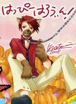  animal_ears blue_eyes chains halloween kei_natsumi natsumi_kei necktie pumpkin red_hair redhead umineko_no_naku_koro_ni ushiromiya_battler 