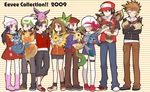  3girls 5boys :3 :d aiue-o alternate_costume backwards_hat bandana boots coat eevee espeon everyone flareon gen_1_pokemon gen_2_pokemon gen_4_pokemon glaceon gold_(pokemon) haruka_(pokemon) hat hat_ribbon highres hikari_(pokemon) jolteon kotone_(pokemon) kouki_(pokemon) leafeon lineup multiple_boys multiple_girls older ookido_green open_mouth pink_footwear pink_ribbon pokemon pokemon_(creature) pokemon_(game) pokemon_dppt pokemon_emerald pokemon_hgss pokemon_platinum pokemon_rgby pokemon_rse red_(pokemon) red_(pokemon_rgby) ribbon smile thighhighs umbreon vaporeon winter_clothes yuuki_(pokemon) 