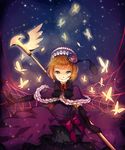  bad_id bad_pixiv_id blue_eyes bow bug butterfly clea dress elbow_gloves eva_beatrice flower gloves grin hat insect orange_hair rose silk smile solo spider_web staff star umineko_no_naku_koro_ni 