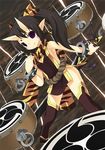  drum horns instrument japanese_clothes oni original pointy_ears shiratama_dango solo 