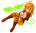  boots fuuga_koto headphones hyaku_usagi long_hair orange_eyes orange_hair shorts sitting solo thighhighs utau 