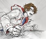 angry bad_id bad_pixiv_id brown_hair clenched_hands crosshatching hood hoodie jewelry kamen_rider kamen_rider_drive_(series) male_focus mitsuru_(91000) necklace open_mouth shijima_gou solo 