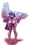  2015 animal_genitalia anthro anthrofied barefoot big_breasts breasts dickgirl draneas equine erection feathered_wings feathers friendship_is_magic hair horn horsecock humanoid_feet intersex long_hair looking_at_viewer mammal my_little_pony nude penis plantigrade smile solo twilight_sparkle_(mlp) winged_unicorn wings 