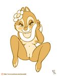  2015 anthro breasts chipmunk clarice female flower joe_randel looking_at_viewer mammal monochrome nipples nude plant pussy rodent simple_background solo white_background 