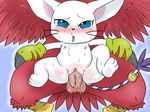  aquilamon avian bird blue_eyes censored claws clothing digimon falcon feathers feline female fur gatomon gloves long_tail male male/female mammal nipples penetration penis pussy red_feathers sex solo_focus sweat tears vaginal vaginal_penetration whiskers white_fur young 
