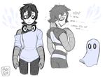 black_and_white clothing dialogue ghost headphones machine monochrome napstablook robot solo spirit toddnet undertale video_games 