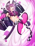  bad_id bad_pixiv_id baggy_pants banned_artist breasts cannon commentary cosplay dejaguar dudou fang fingerless_gloves gloves han_juri han_juri_(cosplay) headgear high_kick kantai_collection katana kicking large_breasts mecha_musume midriff open_mouth pants partly_fingerless_gloves pink_legwear purple_hair scabbard sheath solo street_fighter street_fighter_iv_(series) sword tenryuu_(kantai_collection) underboob weapon yellow_eyes 