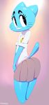  anthro blue_fur butt cat clothed clothing feline female fur mammal mature_female mother nicole_watterson parent skirt solo sunibee the_amazing_world_of_gumball 